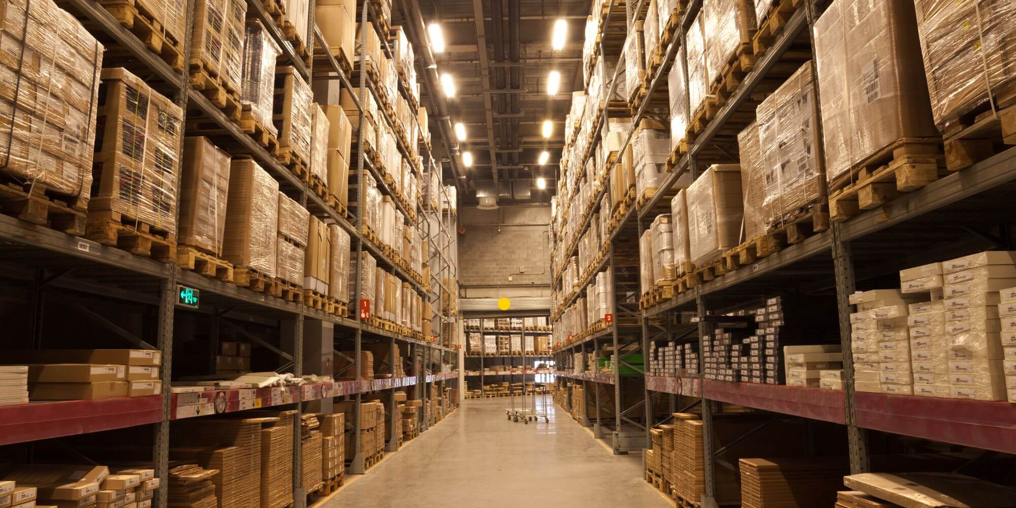 industrial warehouse filled with boxes