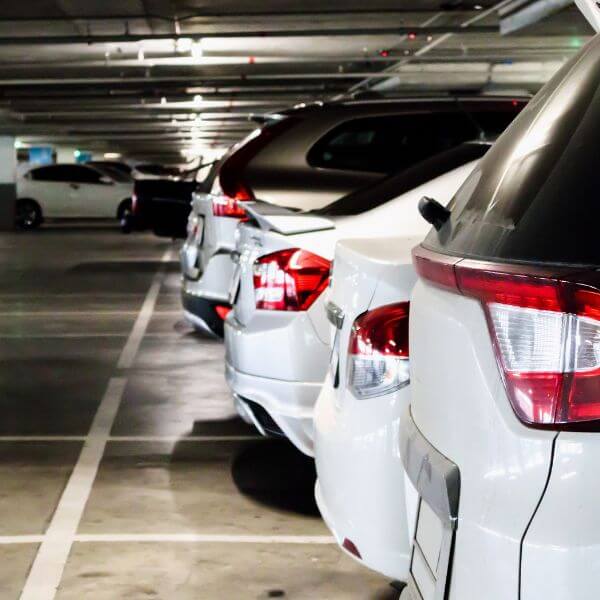 cars parked in parking garage