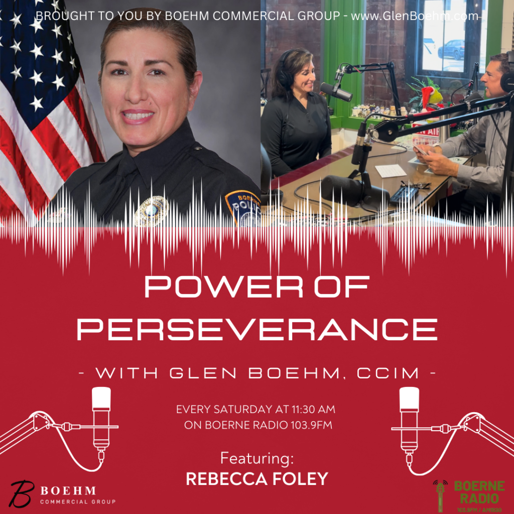 Tune into The Power of Perseverance to hear Rebecca Foley, Boerne’s Mental Health Officer, share her powerful personal journey and offer advice for those struggling with mental health. Currently working towards her state licensure as a Licensed Mental Health Counselor, Rebecca specializes in supporting first responders, veterans, and the LGBTQIA community. Don’t miss this insightful conversation!