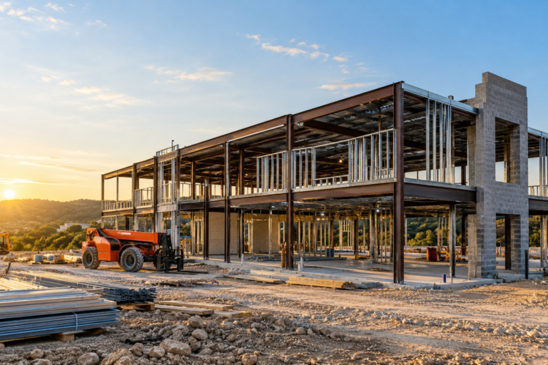 Commercial building in the process of being built.